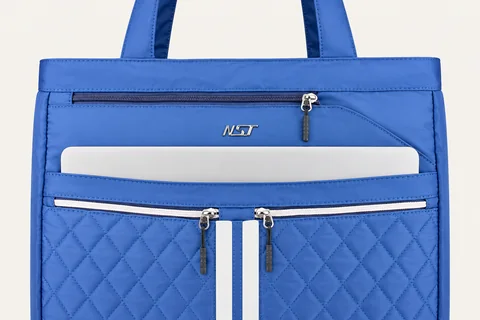 Main front slip pocket holding a laptop.